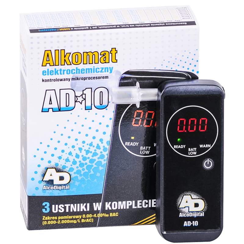 Alkomat elektrochemiczny AlcoDigital AD-10 + certyfikat