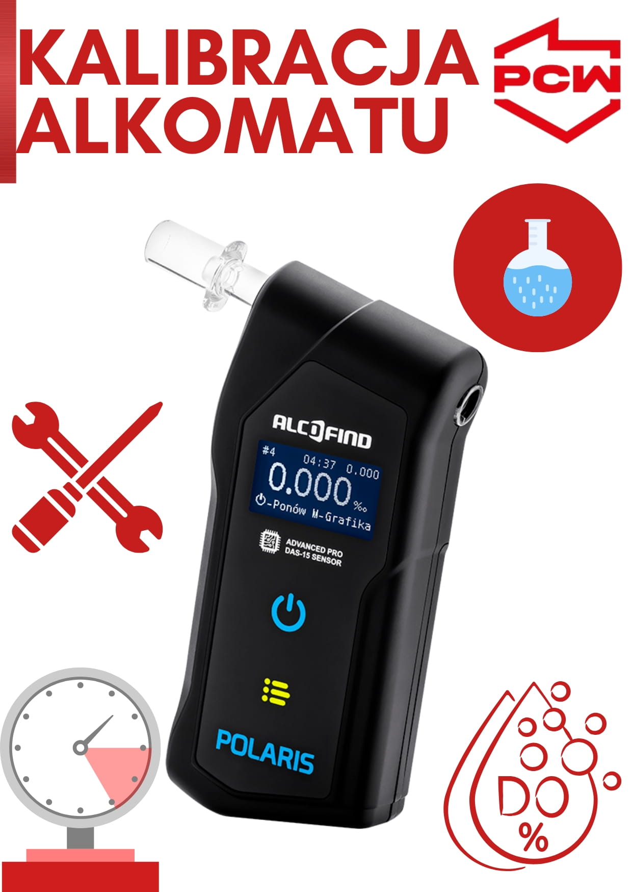 Kalibracja alkomatu AlcoFind POLARIS wraz ze świadectwem adiustacji
