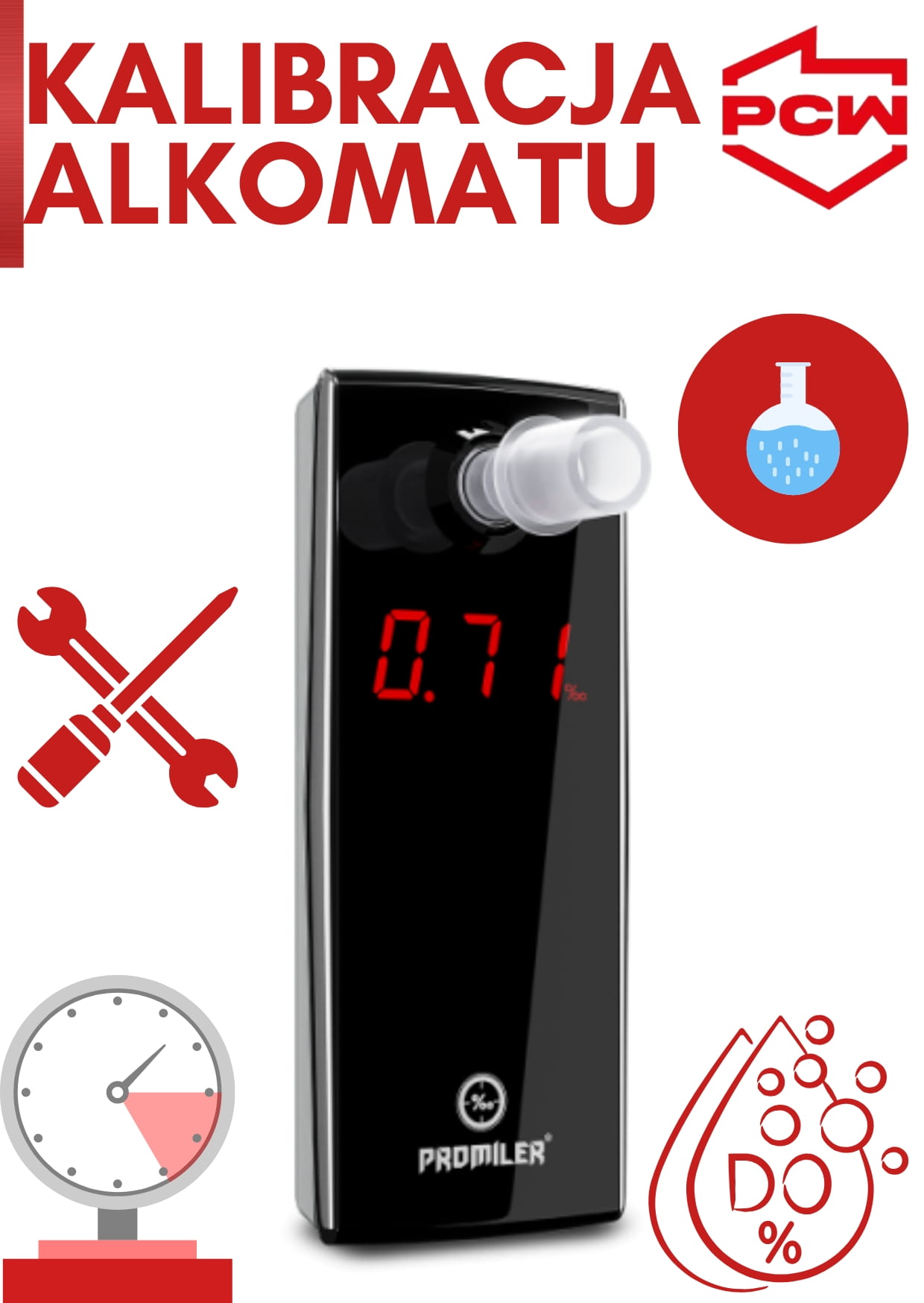 Kalibracja alkomatu AL-5500 marki Promiler plus certyfikat adiustacji