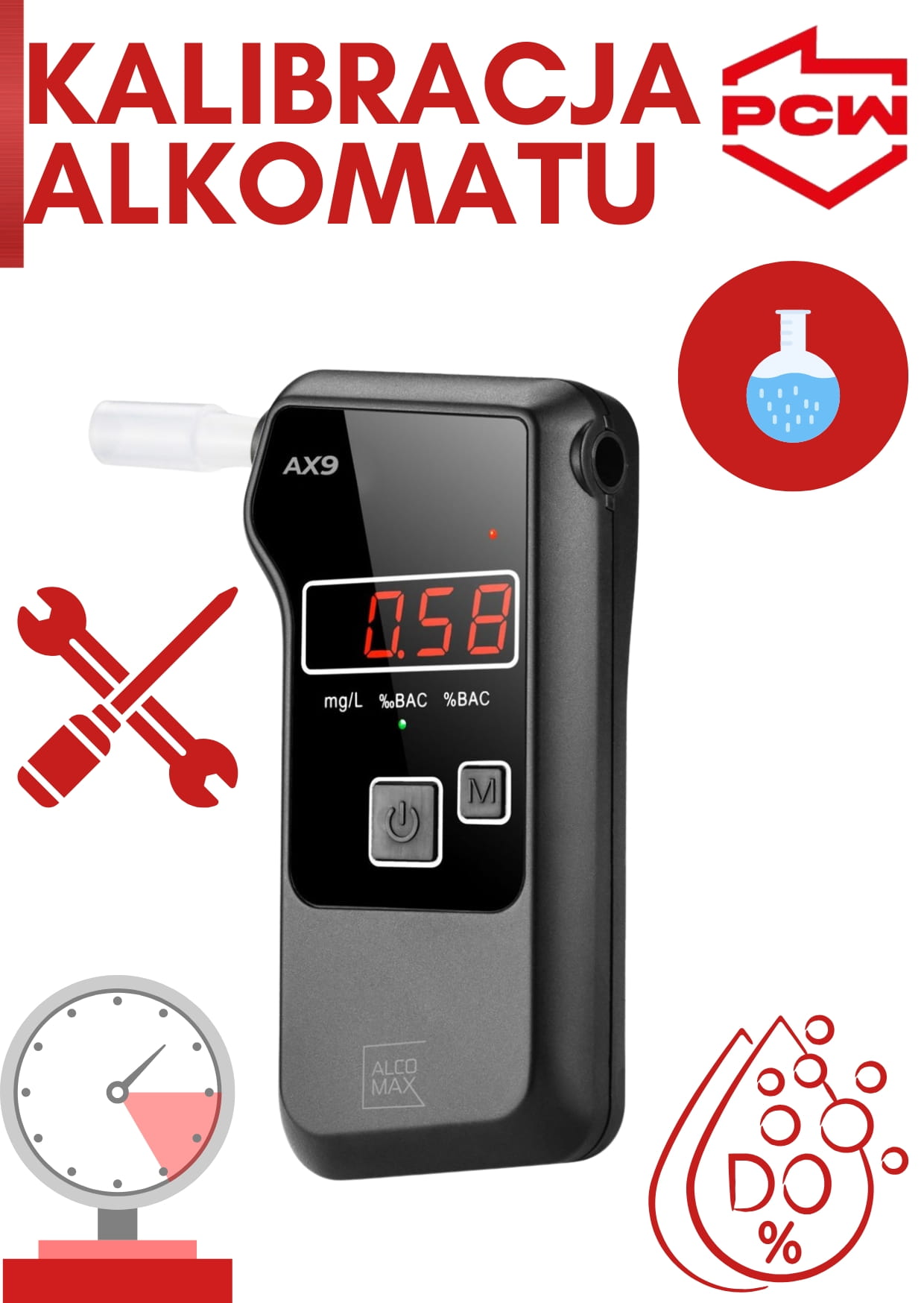 Kalibracja alkomatu Alcomax AX9  w Polskim Centrum Wzorcowania