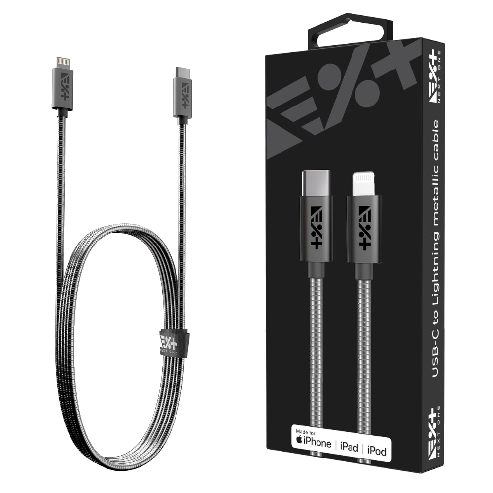 NEXT ONE Kabel Metallic USB-C / Lightning MFi 1,2 m space gray