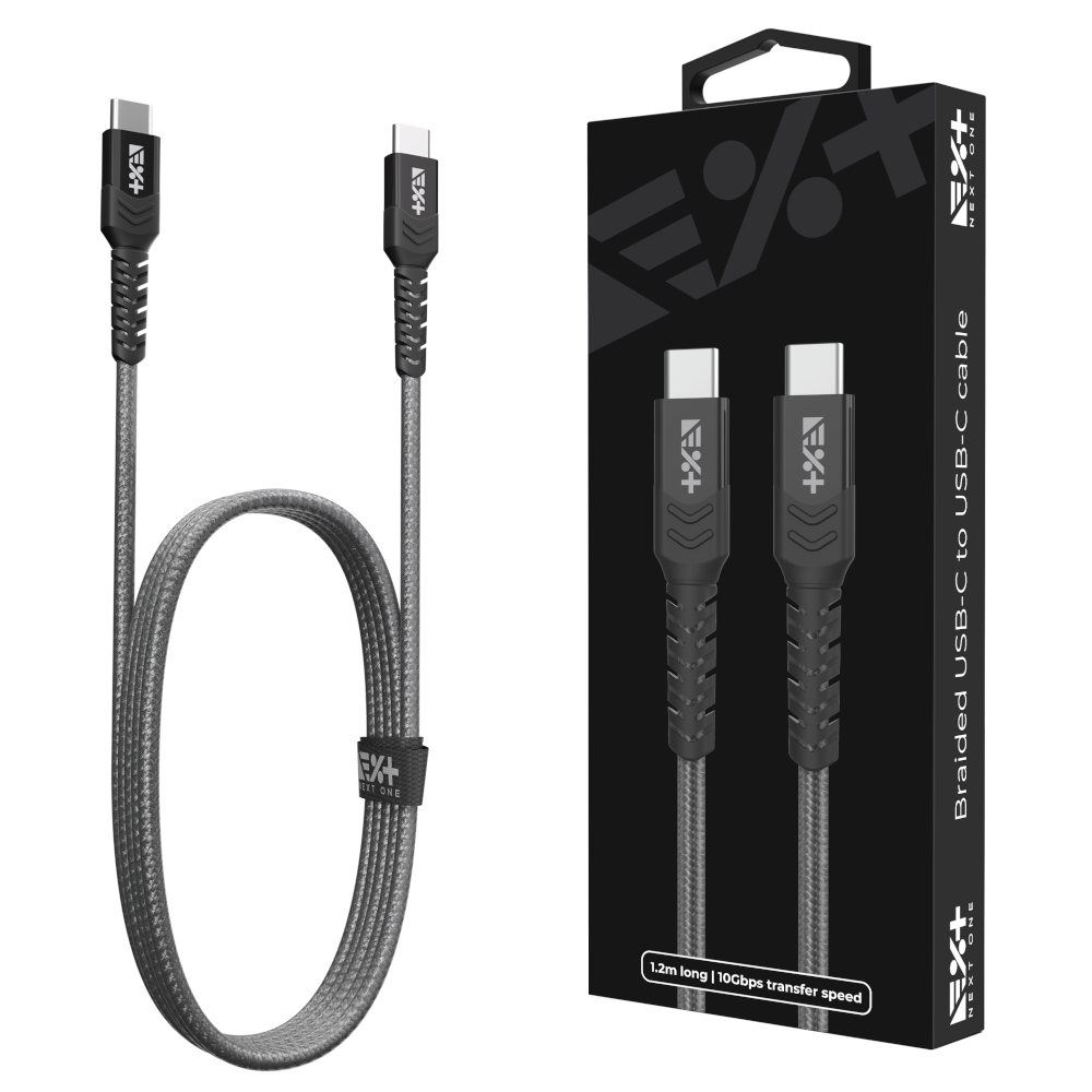 NEXT ONE Kabel Braided USB-C / USB-C 1,2 m space gray