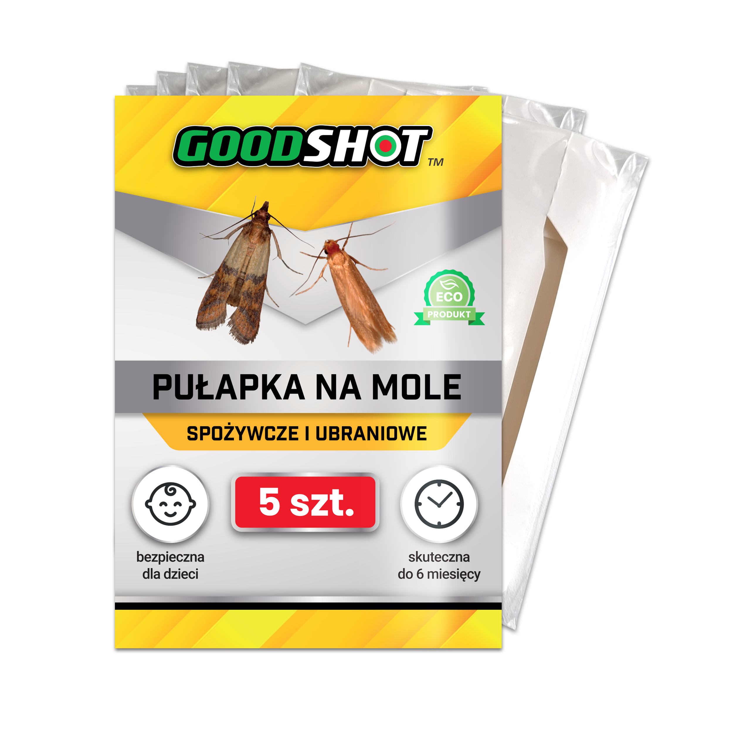 Pułapka na mole spożywcze ubraniowe Lep na mole 2w1 Feromony GOODSHOT 5szt