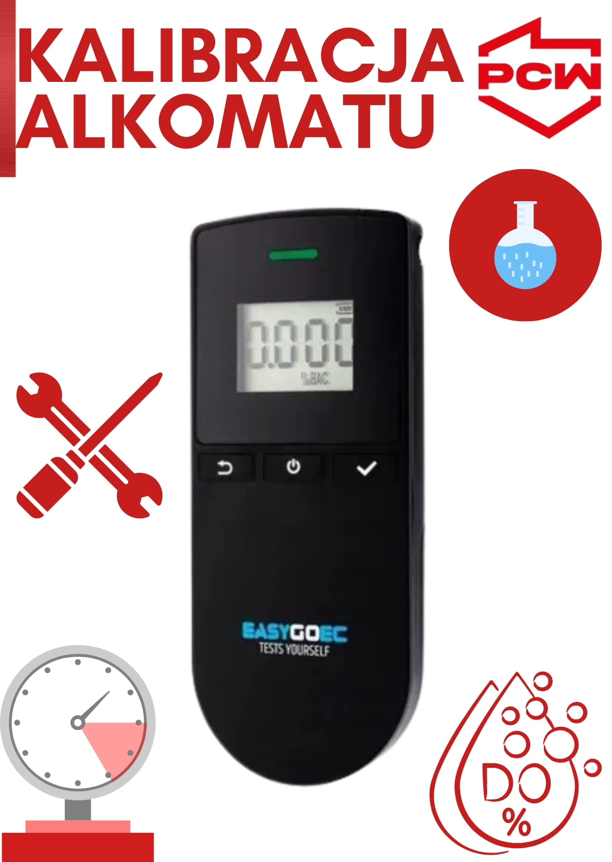 Kalibracja alkomatu EASYGO personal z certyfikatem kalibracji od PCW