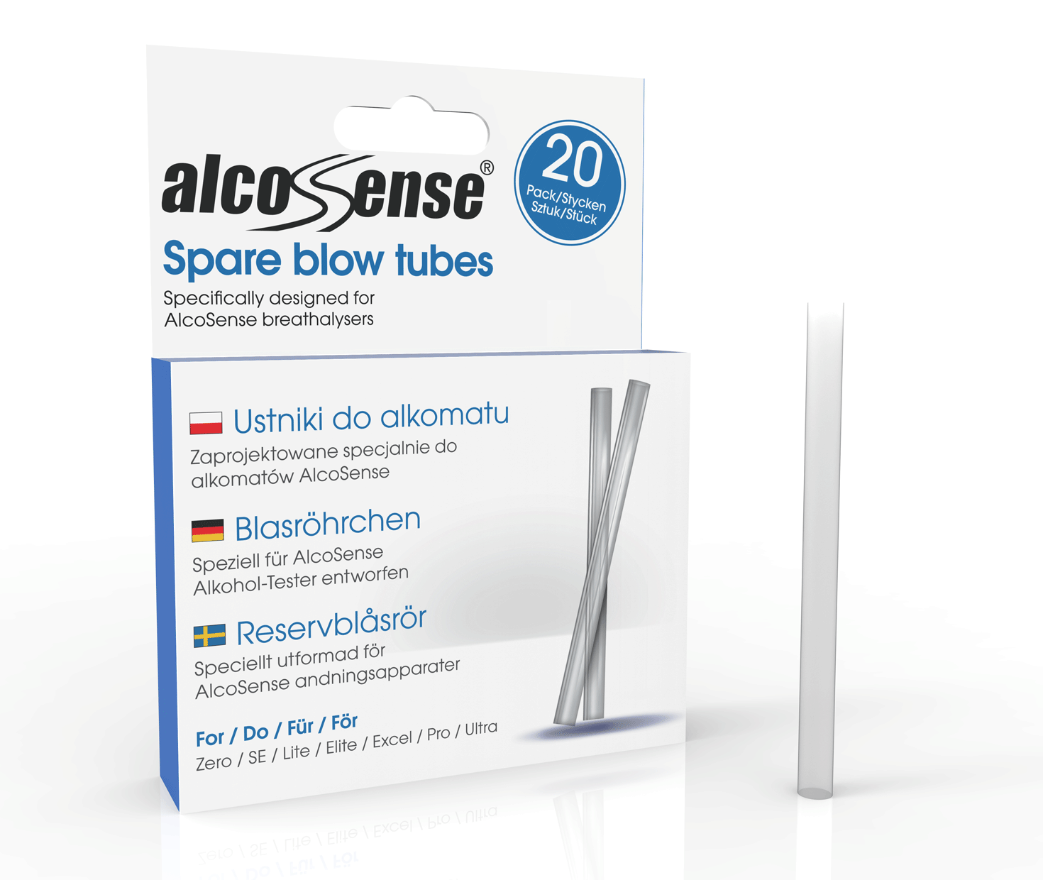 Ustniki do alkomatów AlcoSense (Opakowanie 20 sztuk)